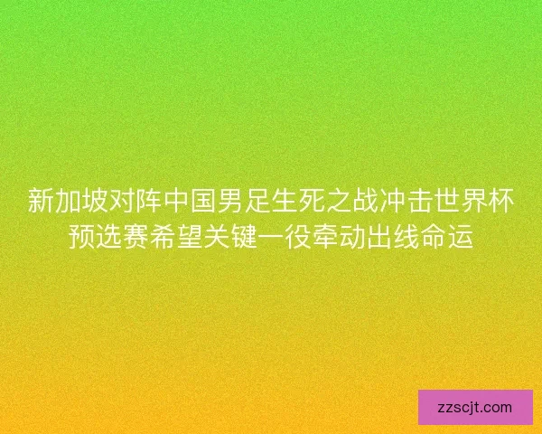 新加坡对阵中国男足生死之战冲击世界杯预选赛希望关键一役牵动出线命运